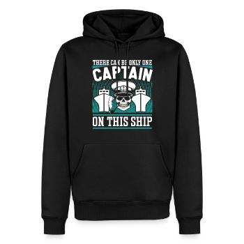 Capitaine Un seul capitaine sur ce bateau de navire - Sweat à capuche Premium bio Homme - noir - Devant - Nico (187cm)