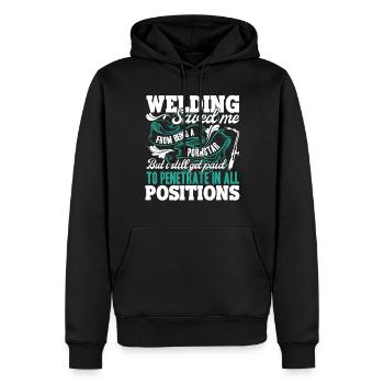 Welding Welding Save Me - Men’s Premium Organic Hoodie - black - Front - Nico (187cm)
