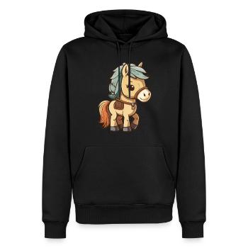 Cheval mignon pour les débutants et les enfants de maternelle - Sweat à capuche Premium bio Homme - noir - Devant - Nico (187cm)