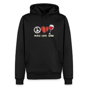 Peace Love Wine Drinking Lovers Buveurs - Sweat à capuche Premium bio Homme - noir - Devant - Nico (187cm)