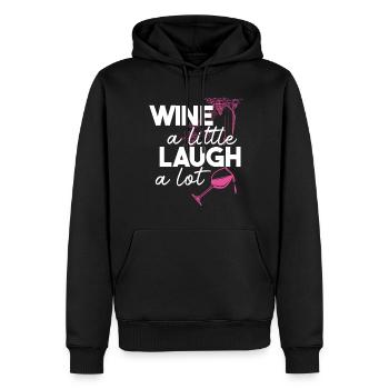 Vin un peu rire beaucoup boire amoureux - Sweat à capuche Premium bio Homme - noir - Devant - Nico (187cm)