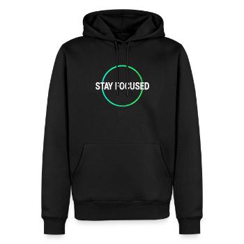 Focus Learning Shirt - Men’s Premium Organic Hoodie - black - Front - Nico (187cm)