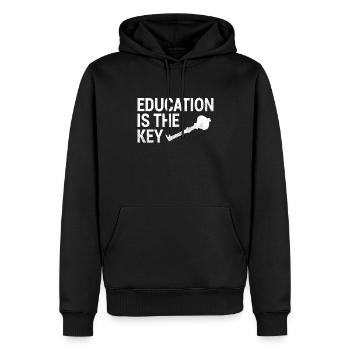 Education Key Saying - Men’s Premium Organic Hoodie - black - Front - Nico (187cm)
