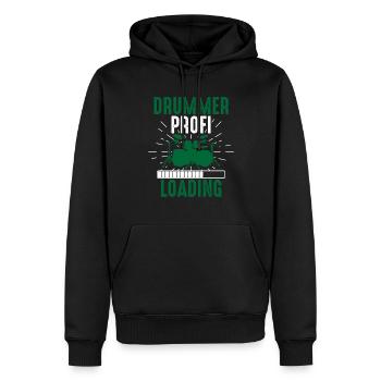 Batteur Professionnel Chargement Funny Drum Player - Sweat à capuche Premium bio Homme - noir - Devant - Nico (187cm)