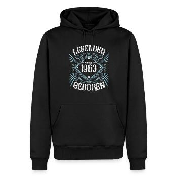 1963 Geburtstag Sprüche Legende - Männer Premium Bio Hoodie - Schwarz - Vorne - Nico (187cm)