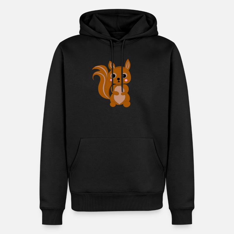 Süßes Kawaii Eichhörnchen - Männer Premium Bio Hoodie - Schwarz