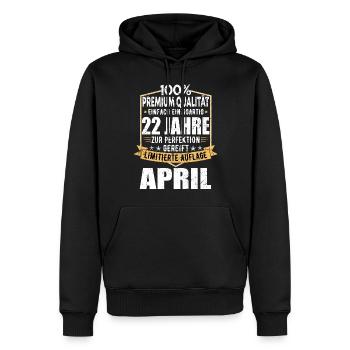 22. Geburtstag April Jahrgang 2001 Vintage - Männer Premium Bio Hoodie - Schwarz - Vorne - Nico (187cm)