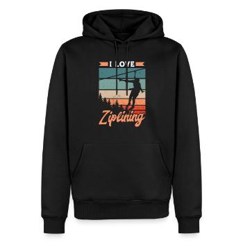 J’adore la tyrolienne Tyrolienne Sport - Sweat à capuche Premium bio Homme - noir - Devant - Nico (187cm)