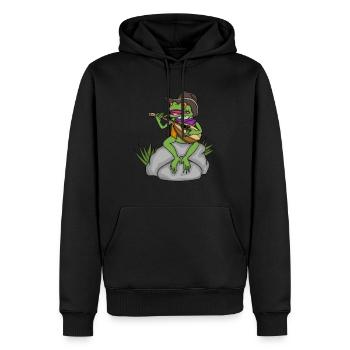 Musique Country Grenouille Bluegrass Music Mandoline - Sweat à capuche Premium bio Homme - noir - Devant - Nico (187cm)
