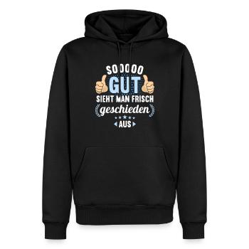 So gut sieht man frisch geschieden aus Scheidungs - Männer Premium Bio Hoodie - Schwarz - Vorne - Nico (187cm)