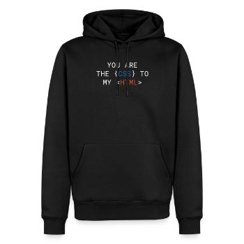 Vous êtes le CSS de mon HTML Cute - Sweat à capuche Premium bio Homme - noir - Devant - Nico (187cm)