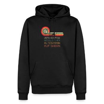 Lustiges Alter Mann Auf Skiern - - Männer Premium Bio Hoodie - Schwarz - Vorne - Nico (187cm)