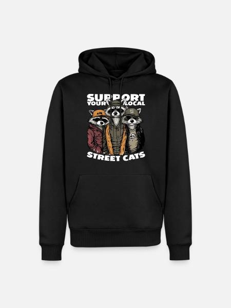 Support Your Local Street Cats Waschbär Opossum - Männer Premium Bio Hoodie - Schwarz