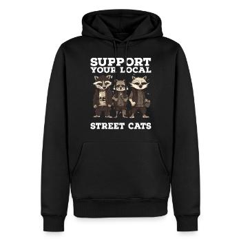Soutenez votre chat de rue local Opossum de raton laveur - Sweat à capuche Premium bio Homme - noir - Devant - Nico (187cm)