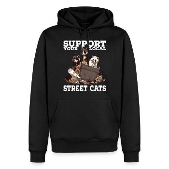 Soutenez votre chat de rue local Opossum de raton laveur - Sweat à capuche Premium bio Homme - noir - Devant - Nico (187cm)