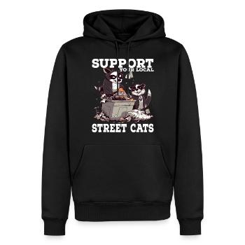 Soutenez votre chat de rue local Opossum de raton laveur - Sweat à capuche Premium bio Homme - noir - Devant - Nico (187cm)