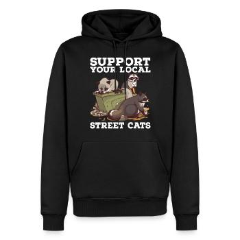 Soutenez votre chat de rue local Opossum de raton laveur - Sweat à capuche Premium bio Homme - noir - Devant - Nico (187cm)