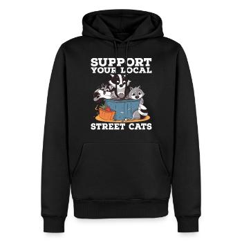 Support Your Local Street Cats Waschbär Opossum - Männer Premium Bio Hoodie - Schwarz - Vorne - Nico (187cm)