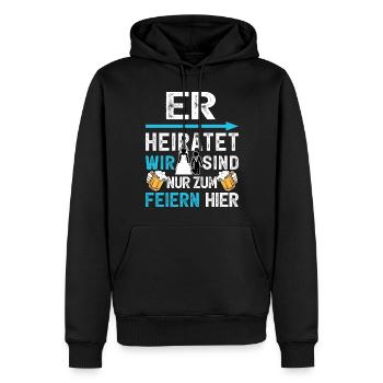 JGA T-Shirt Männer Junggesellenabschied Poltern - Männer Premium Bio Hoodie - Schwarz - Vorne - Nico (187cm)