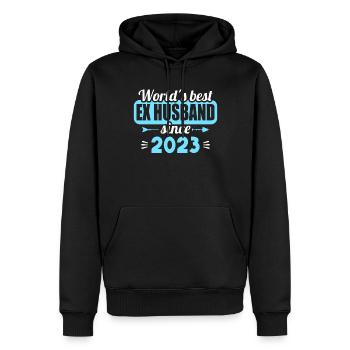 Worlds parie ex-mari depuis 2023 Divorce - Sweat à capuche Premium bio Homme - noir - Devant - Nico (187cm)