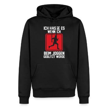 Läufer Joggen Laufen - Männer Premium Bio Hoodie - Schwarz - Vorne - Nico (187cm)