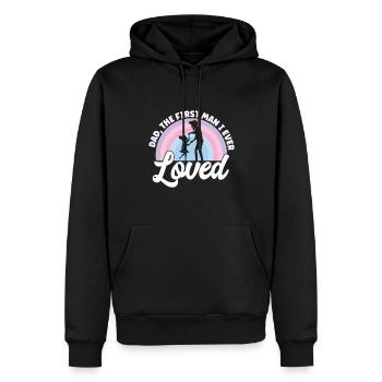 Fête des pères Papa Premier homme J’aimais Papa Papa Papa - Sweat à capuche Premium bio Homme - noir - Devant - Nico (187cm)