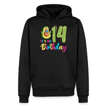 Avocado-liebhaber 14. Geburtstag Guacamole - Männer Premium Bio Hoodie - Schwarz - Vorne - Nico (187cm)