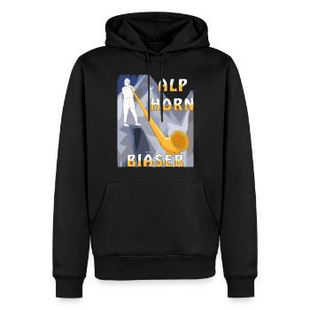 ALPHORN BLÄSER - Männer Premium Bio Hoodie - Schwarz - Vorne - Nico (187cm)
