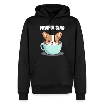Pawpuccino Puppucino Dog in Coffee Cup Corgi - Men’s Premium Organic Hoodie - black - Front - Nico (187cm)