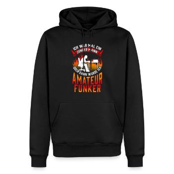 Amateurfunker war mal jung Hobbyfunker - Männer Premium Bio Hoodie - Schwarz - Vorne - Nico (187cm)
