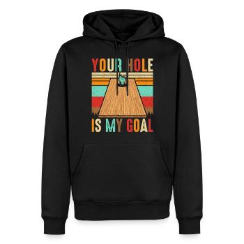 Ton trou est mon but - Sweat à capuche Premium bio Homme - noir - Devant - Nico (187cm)