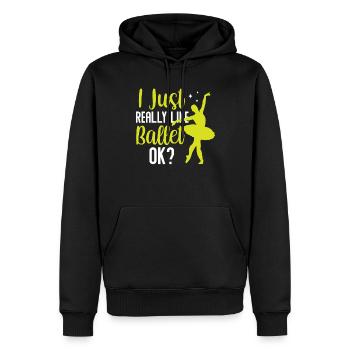 J’aime beaucoup le ballet danseuse ballerine - Sweat à capuche Premium bio Homme - noir - Devant - Nico (187cm)