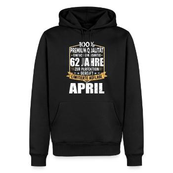 62. Geburtstag April Jahrgang 1961 Vintage - Männer Premium Bio Hoodie - Schwarz - Vorne - Nico (187cm)