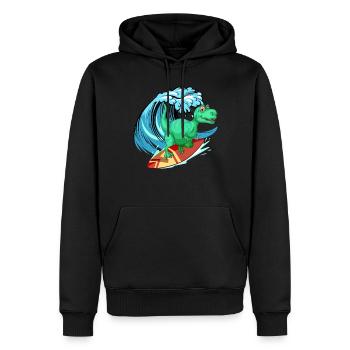Surfing Dinosaur Surfer - Water Surfer Dino - Men’s Premium Organic Hoodie - black - Front - Nico (187cm)
