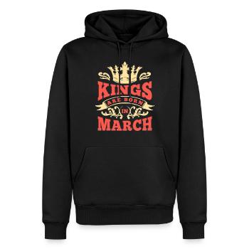 Les rois sont nés en mars März - Sweat à capuche Premium bio Homme - noir - Devant - Nico (187cm)