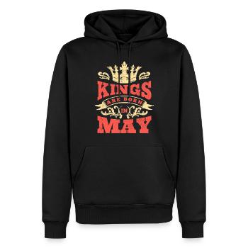 Les rois sont nés en mai mai mai - Sweat à capuche Premium bio Homme - noir - Devant - Nico (187cm)