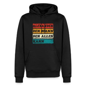 Alexander Der Mann Der Alles Kann Name Alexander - Männer Premium Bio Hoodie - Schwarz - Vorne - Nico (187cm)