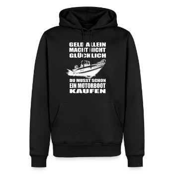 Motorboot - Männer Premium Bio Hoodie - Schwarz - Vorne - Nico (187cm)
