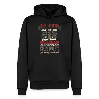 La légende officiellement 22 ans 22e anniversaire - Sweat à capuche Premium bio Homme - noir - Devant - Nico (187cm)