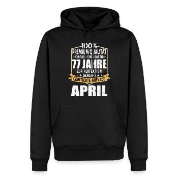 77. Geburtstag April Jahrgang 1946 Vintage - Männer Premium Bio Hoodie - Schwarz - Vorne - Nico (187cm)
