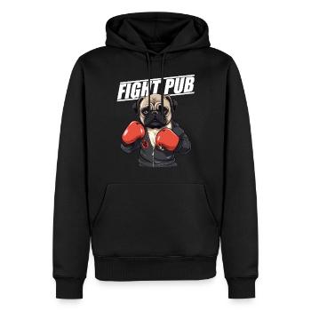 Fight Pub Mops mit Boxhandschuhen - Männer Premium Bio Hoodie - Schwarz - Vorne - Nico (187cm)