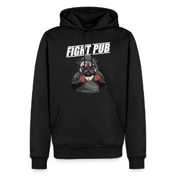 Fight Pub Mops mit Boxhandschuhen - Männer Premium Bio Hoodie - Schwarz - Vorne - Nico (187cm)