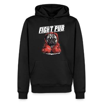 Fight Pub Mops mit Boxhandschuhen - Männer Premium Bio Hoodie - Schwarz - Vorne - Nico (187cm)