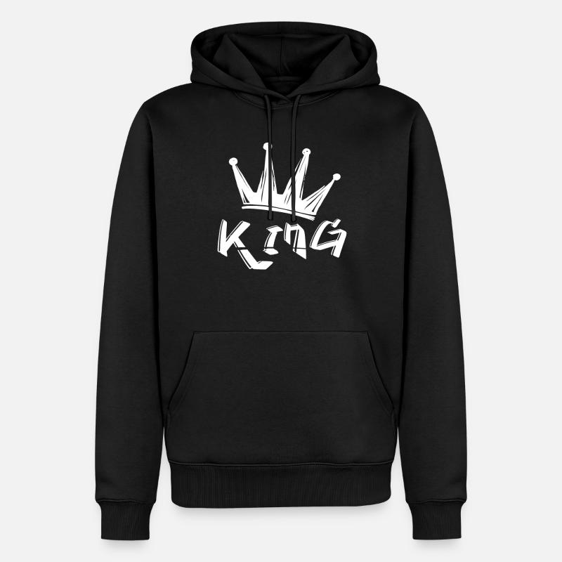 Couronne avec lettrage King - Sweat à capuche Premium bio Homme - noir