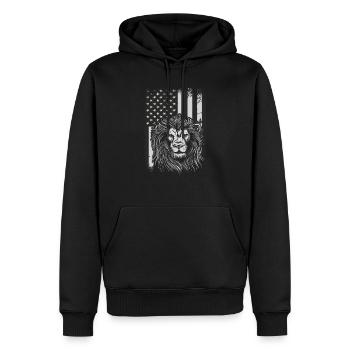 Lion Usa Flag Libérez votre force intérieure - Sweat à capuche Premium bio Homme - noir - Devant - Nico (187cm)