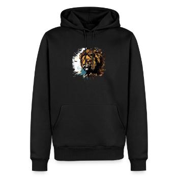 Lion - Sweat à capuche Premium bio Homme - noir - Devant - Nico (187cm)