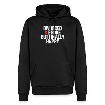 Divorcé et fauché mais finalement heureux divorce - Sweat à capuche Premium bio Homme - noir - Devant - Nico (187cm)
