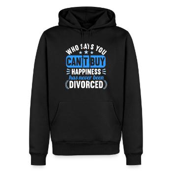 Qui a dit que vous ne pouvez pas acheter Le bonheur n’a jamais divorcé - Sweat à capuche Premium bio Homme - noir - Devant - Nico (187cm)
