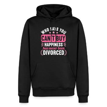 Qui a dit que vous ne pouvez pas acheter Le bonheur n’a jamais divorcé - Sweat à capuche Premium bio Homme - noir - Devant - Nico (187cm)