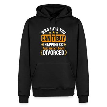 Qui a dit que vous ne pouvez pas acheter Le bonheur n’a jamais divorcé - Sweat à capuche Premium bio Homme - noir - Devant - Nico (187cm)